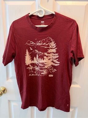 Levi's Men's Burgundy Nature Graphic Short Sleeve Tee